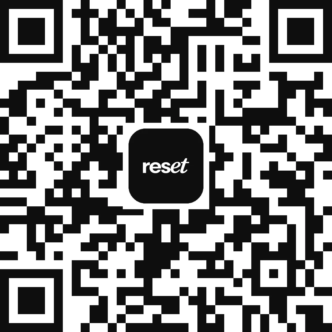QR code to download the RESET app